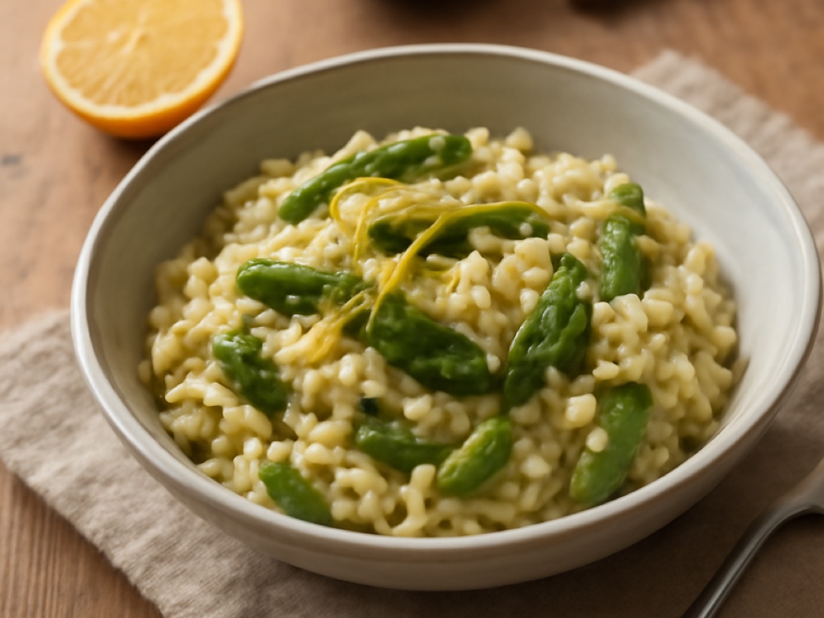 Risotto mit grünem Spargel und Zitrone