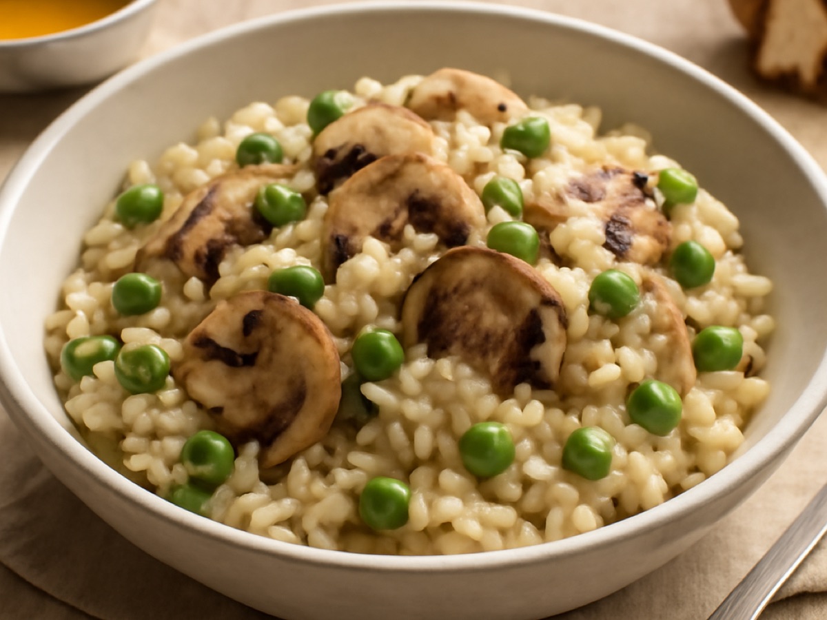 Risotto mit Pilzen und Erbsen