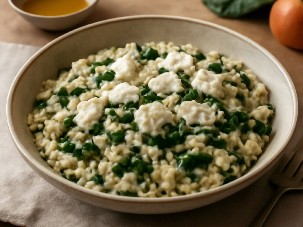 Risotto mit Spinat und Ziegenkäse