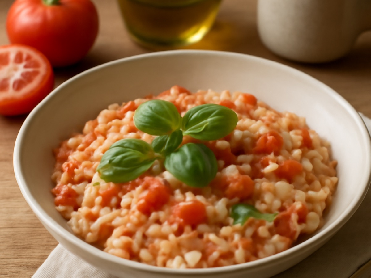 Risotto mit Tomaten und Basilikum