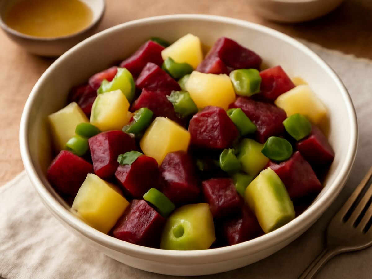Rote-Bete-Kartoffel-Salat mit Frühlingszwiebeln