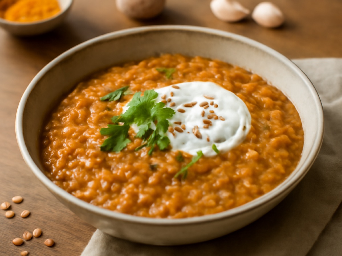 Rote Linsen-Dal mit türkischem Joghurt