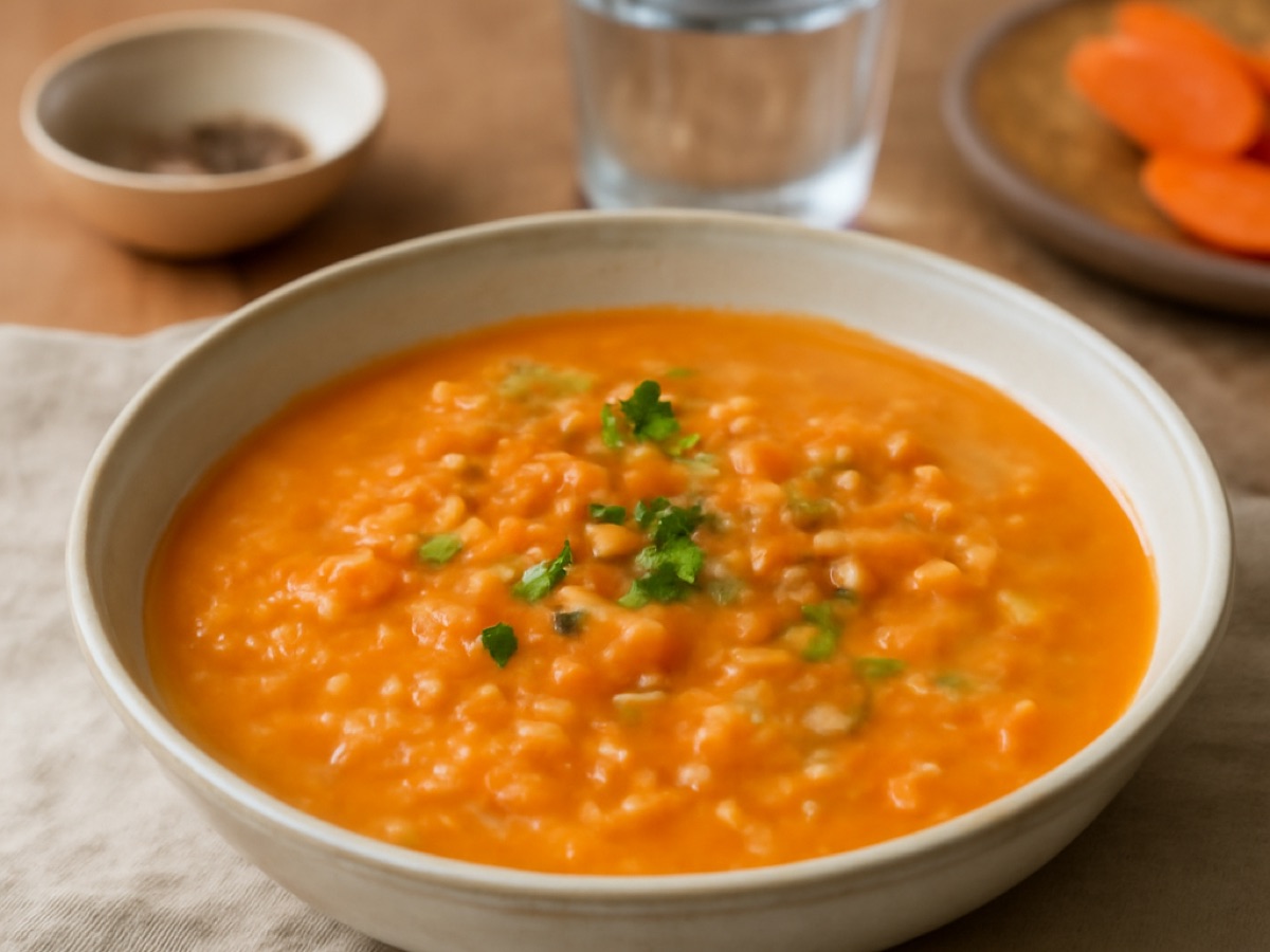 Rote Linsensuppe mit Kokosmilch