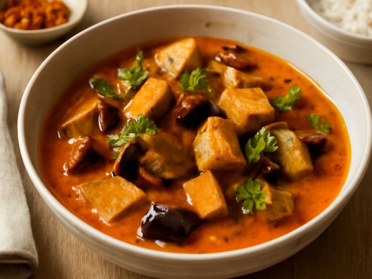 Rotes Thai-Curry mit Tofu und Auberginen