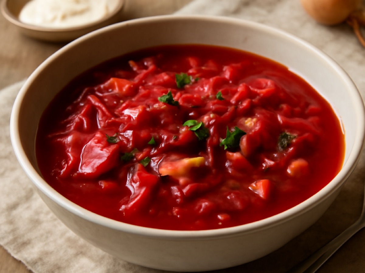 Russischer Borschtsch mit Roter Bete und Kohl