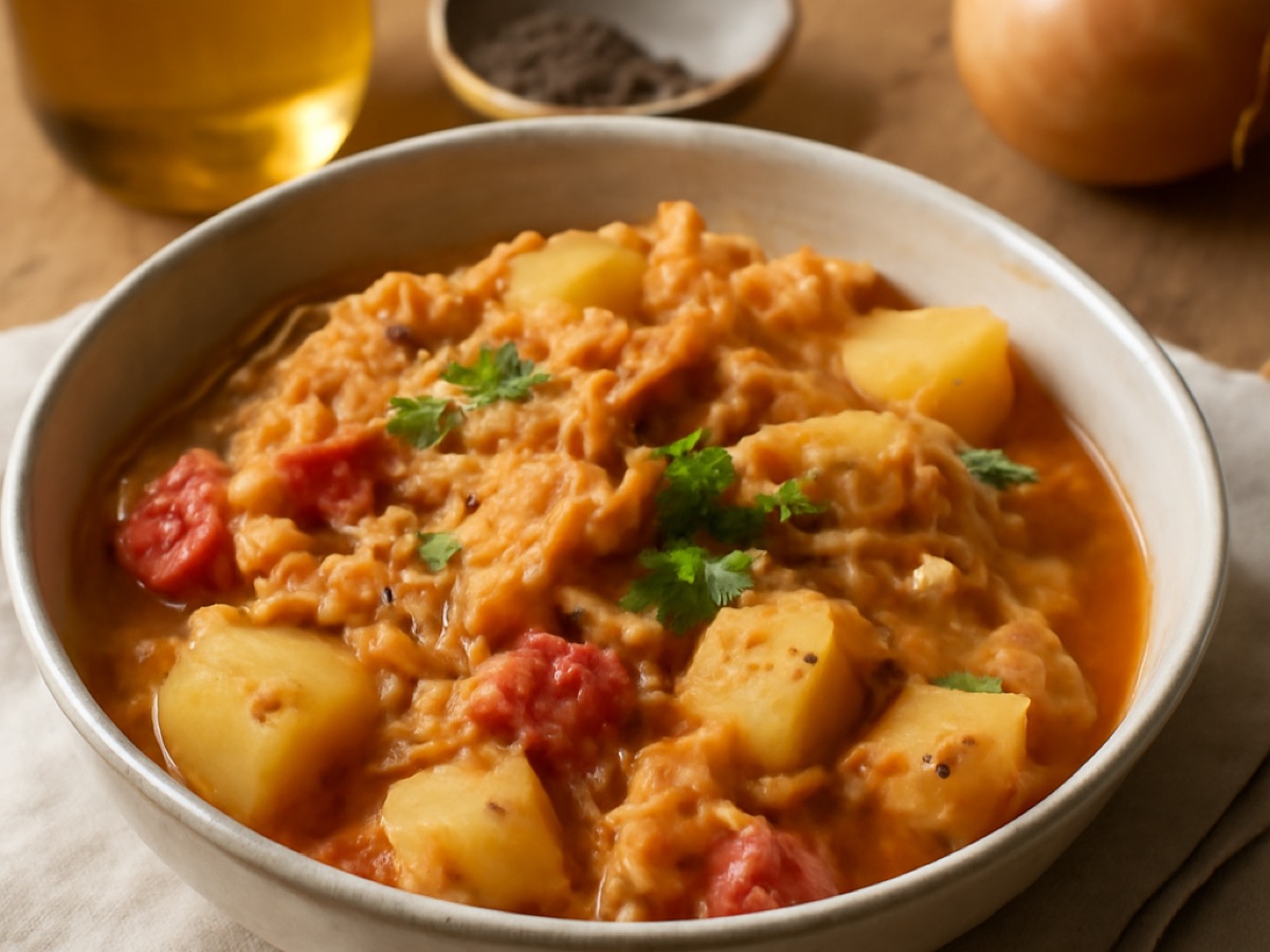 Russischer Eintopf mit Sauerkraut und Kartoffeln (Kapusta)
