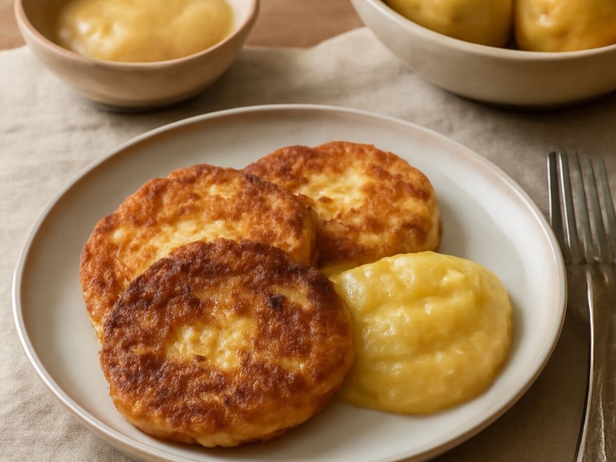 Sächsische Quarkkeulchen mit Apfelmus