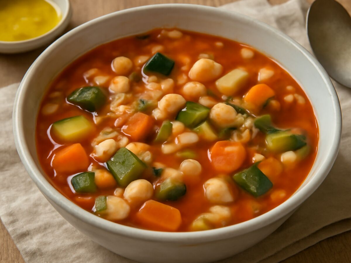 Schnelle Minestrone mit Zucchini und Bohnen
