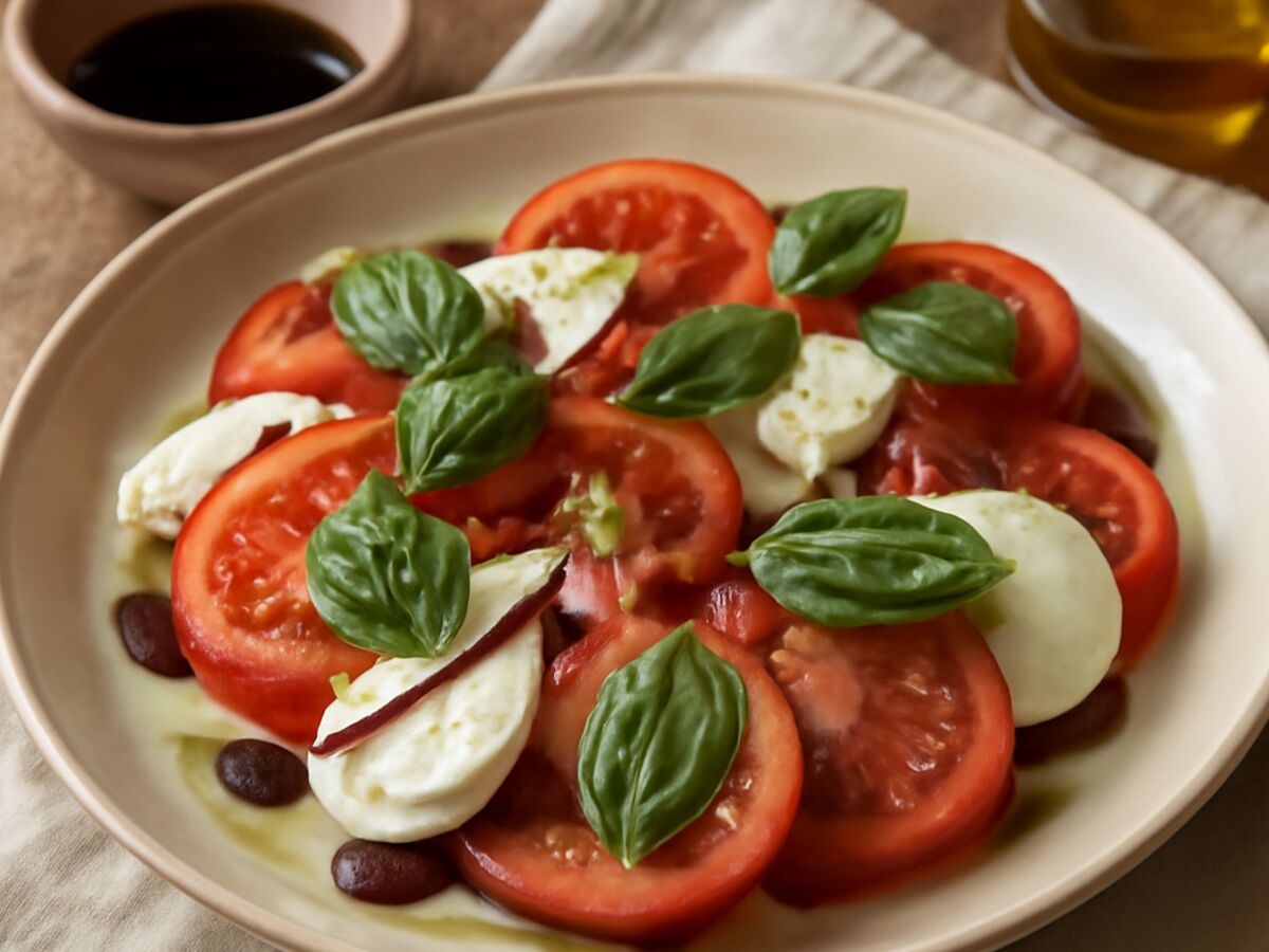 Schneller Caprese-Salat mit Basilikum und Balsamico