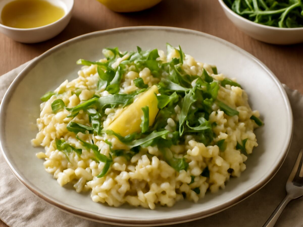 Schneller Rucola-Risotto mit Zitrone