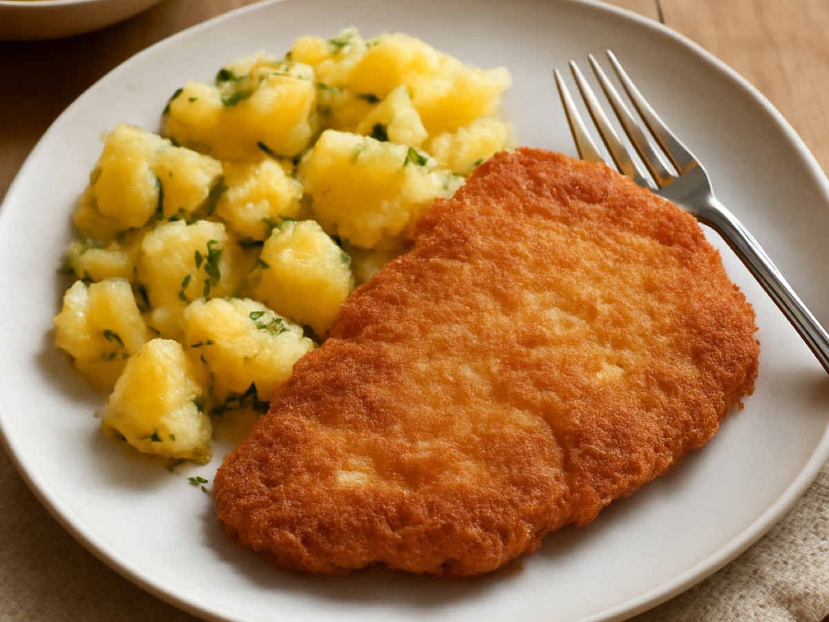 Paniertes Schnitzel mit Kartoffelsalat