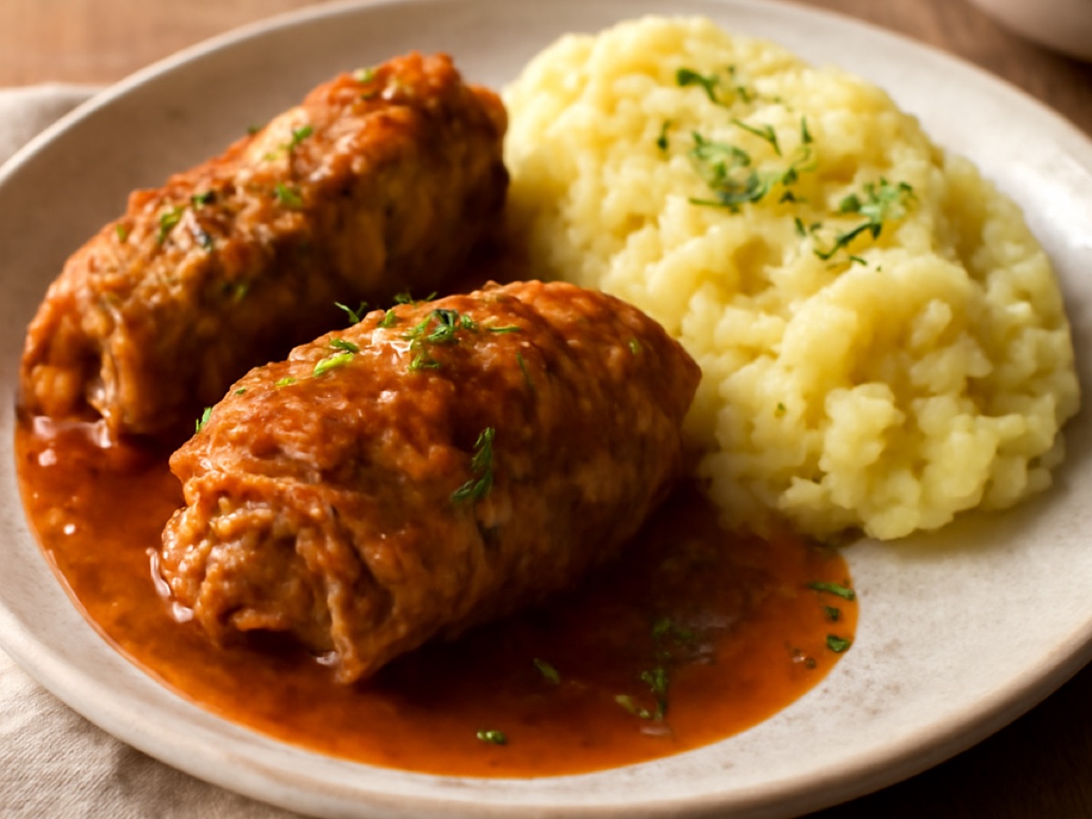 Schwäbische Krautrouladen mit Kartoffelpüree