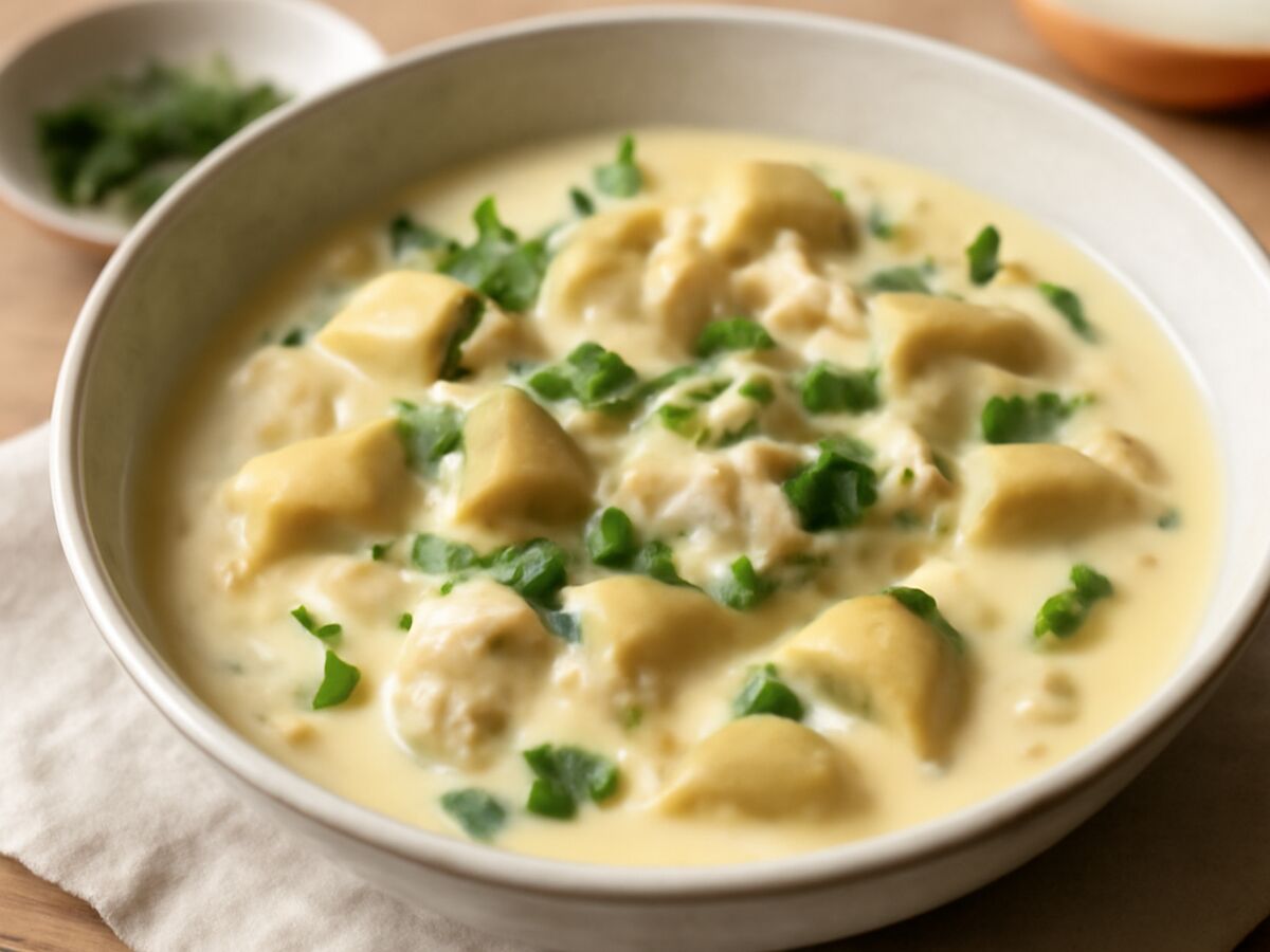 Schwäbischer Käse-Dip mit Maultaschenstücken