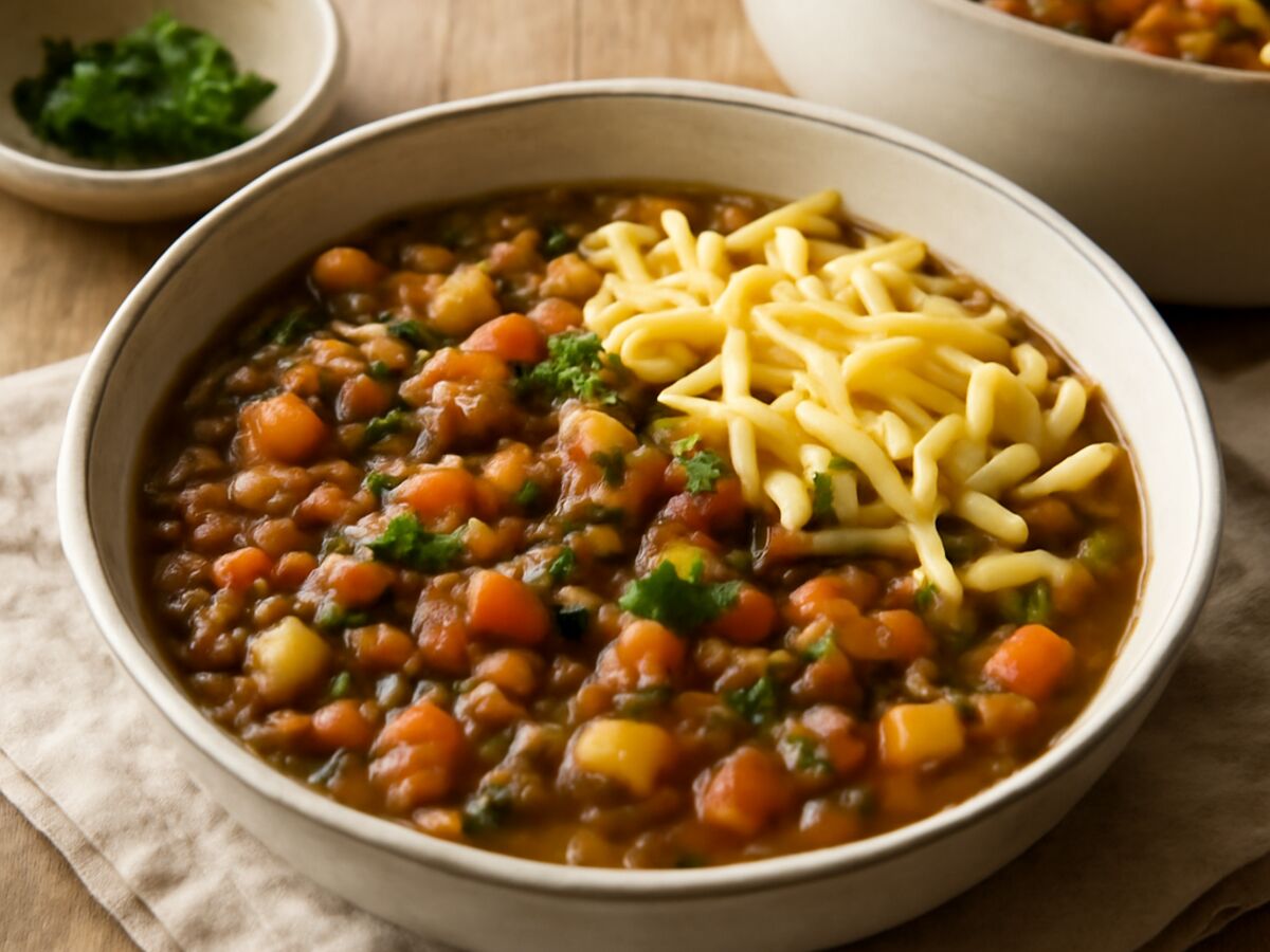 Schwäbischer Linsen-Kartoffel-Eintopf mit Spätzle im Mixtopf
