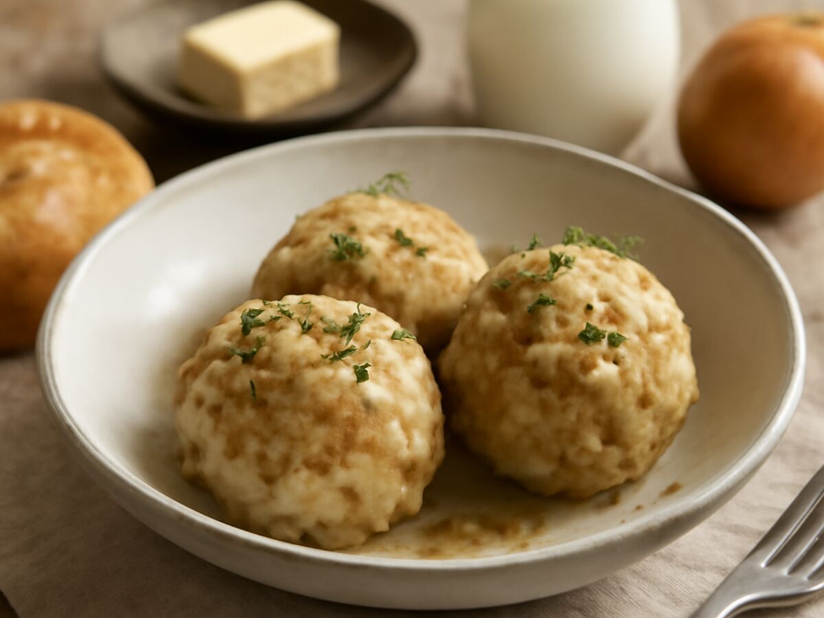 Schwäbischer Semmelknödel aus altbackenen Brötchen