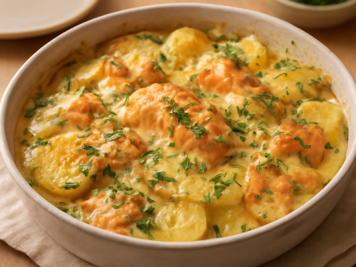 Schwedischer Kartoffel-Lachs-Auflauf mit Dill