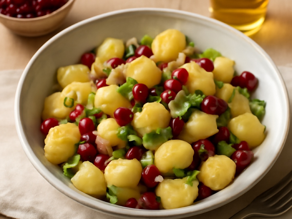 Schwedischer Preiselbeer-Kartoffelsalat mit Frühlingszwiebeln