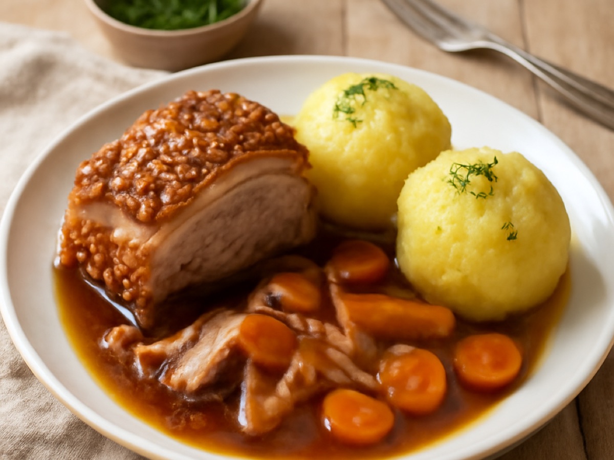 Schweinebraten mit Knödeln