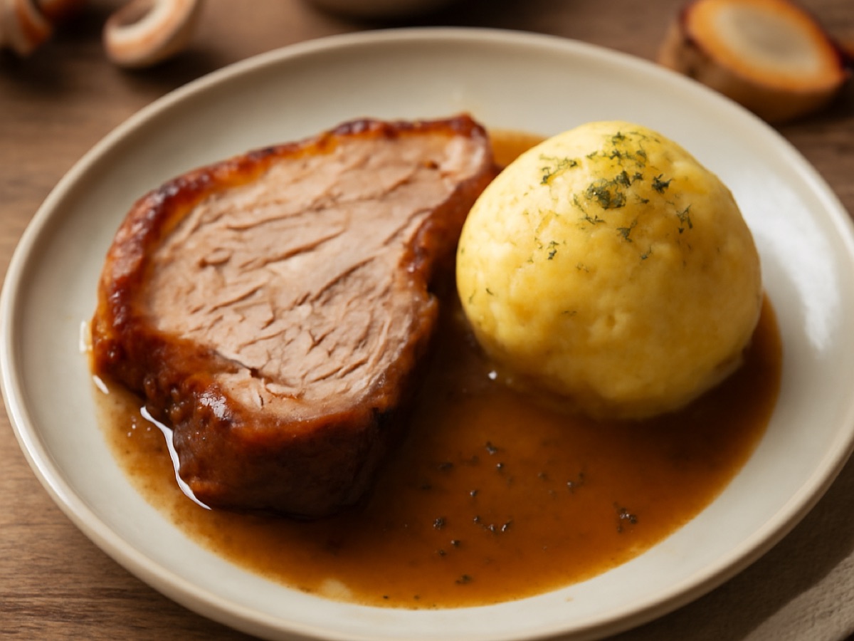Schweinsbraten mit Kümmel und Knödel