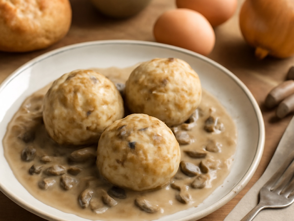 Semmelknödel mit Pilzrahmsoße