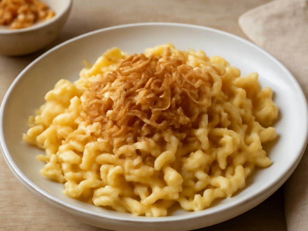 Eierspätzle mit Röstzwiebeln