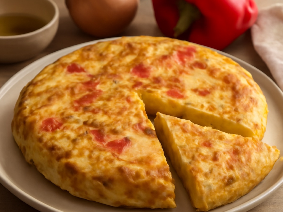 Spanische Tortilla mit Zwiebeln und Paprika
