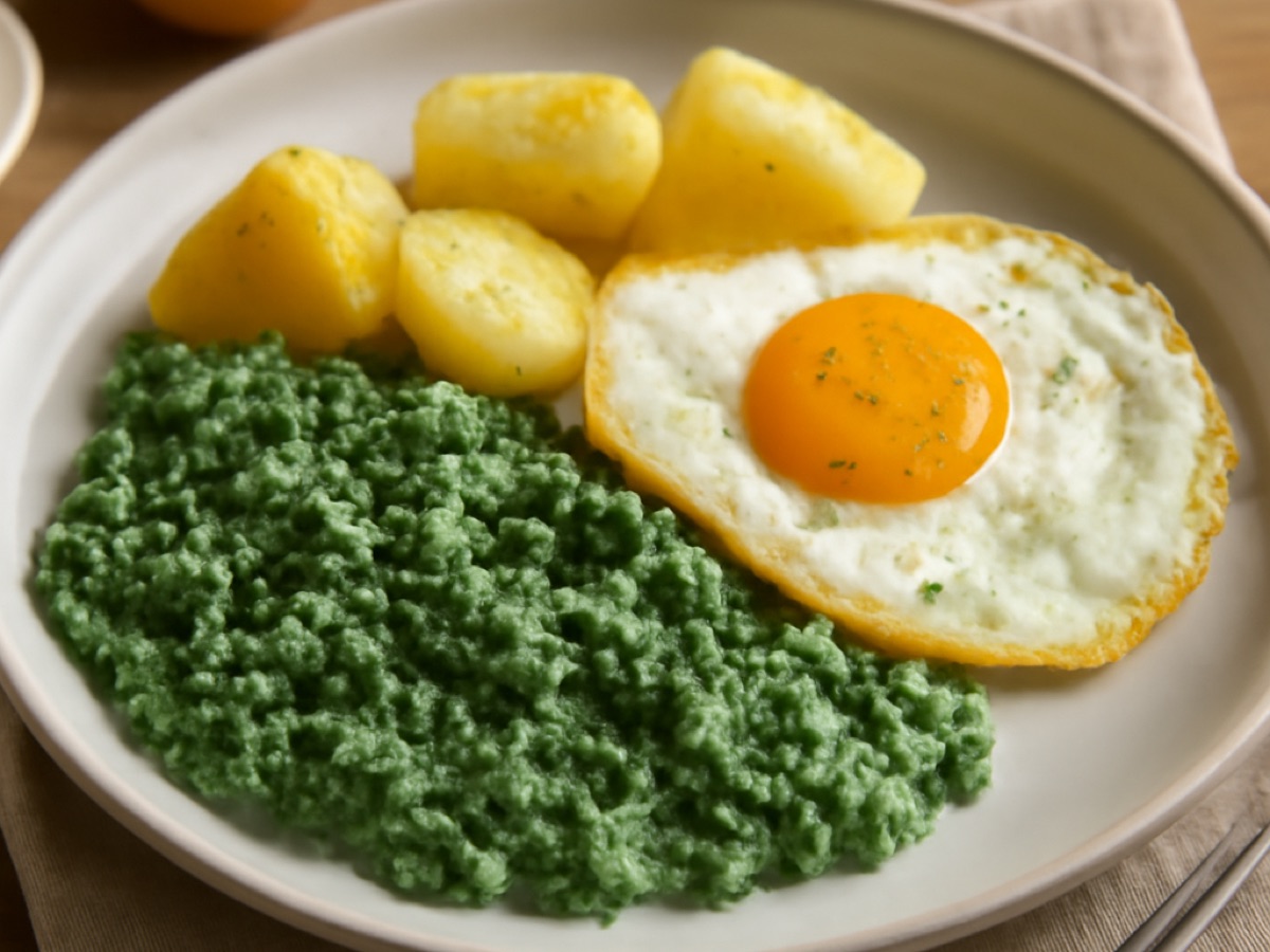 Rahmspinat mit Kartoffeln und Spiegelei