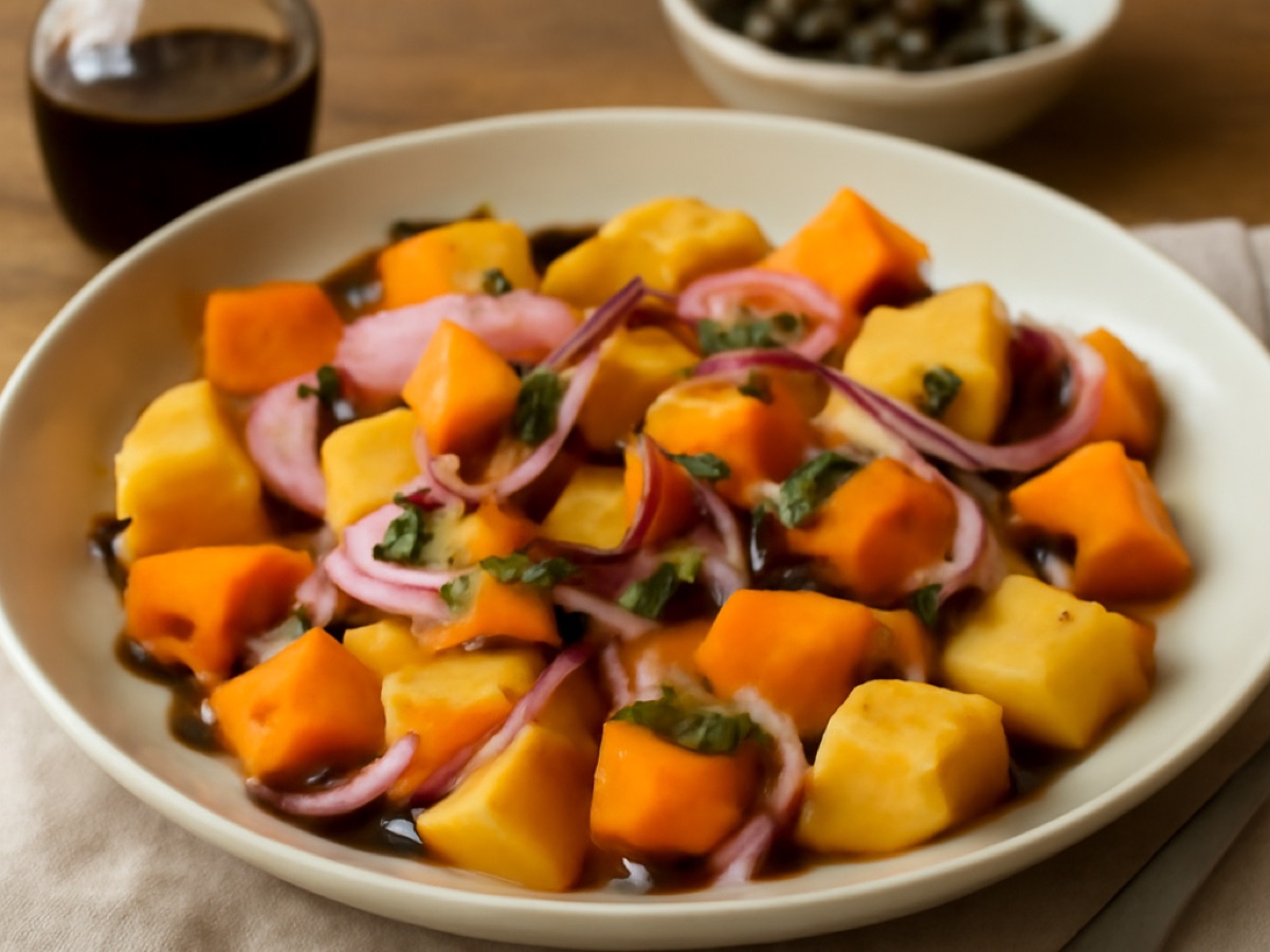 Steirischer Erdäpfel-Kürbissalat mit Kürbiskernöl