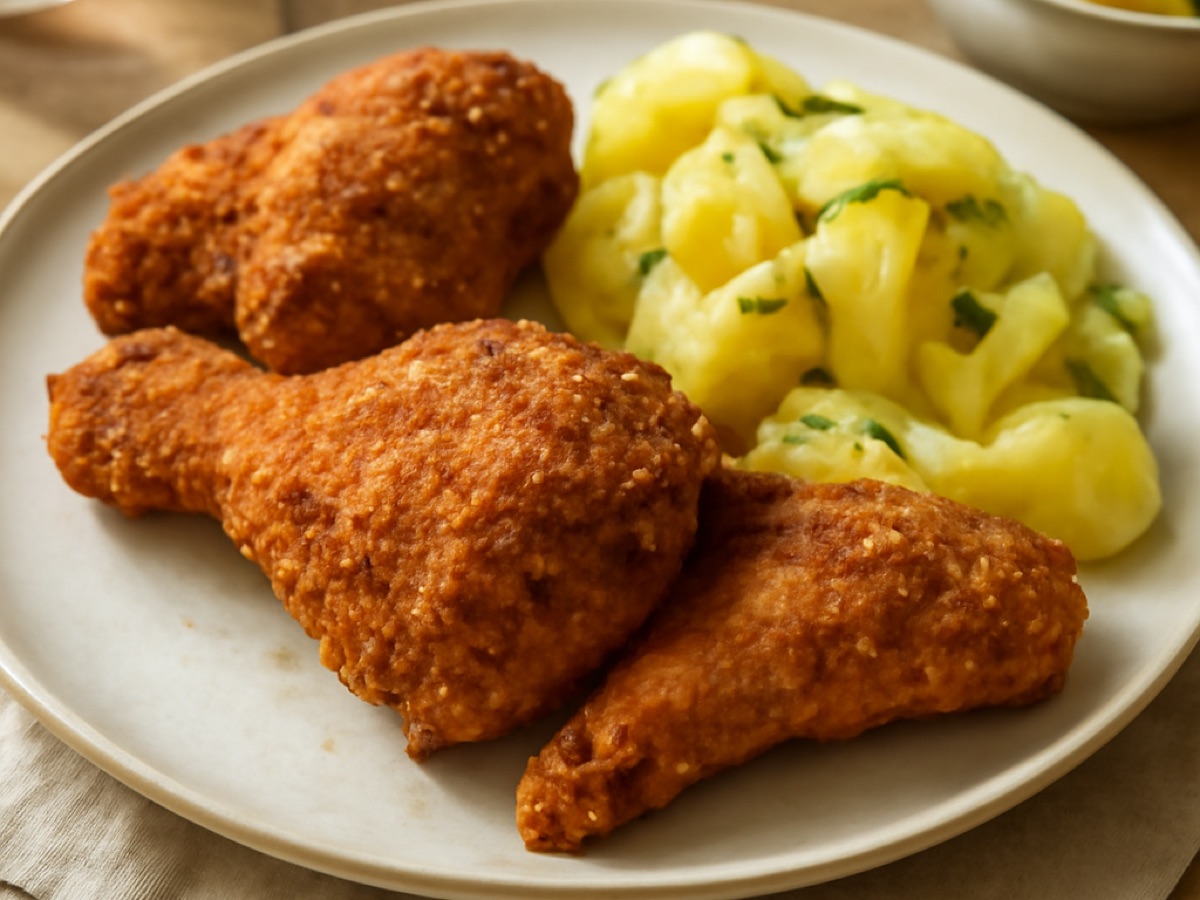 Steirisches Backhenderl mit Erdäpfelsalat