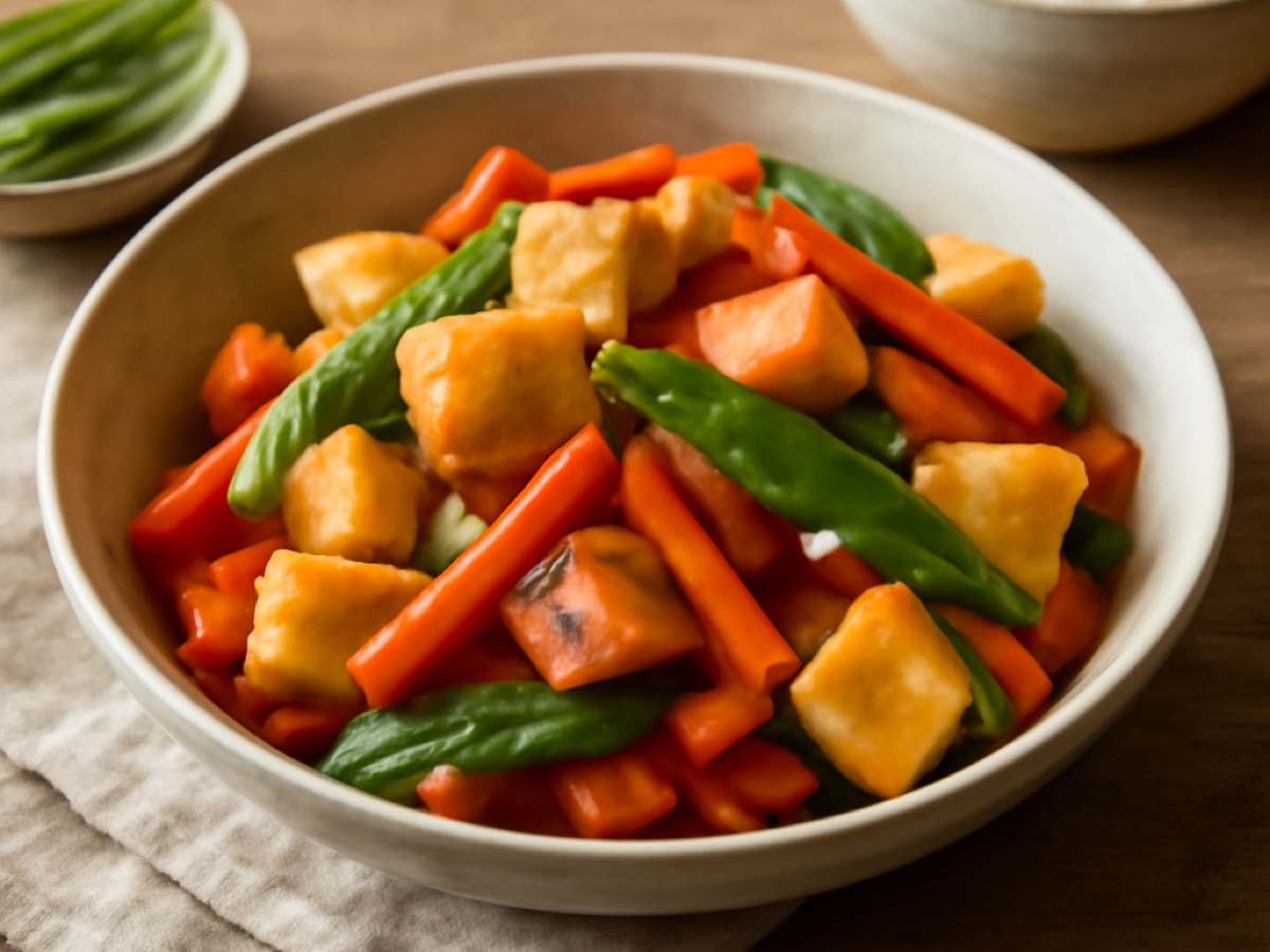 Süß-saures Gemüse mit Ananas und Tofu