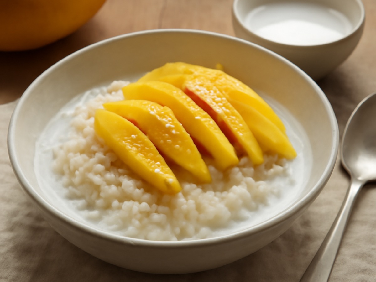 Süßes Mango-Klebreis-Dessert mit Kokosmilch