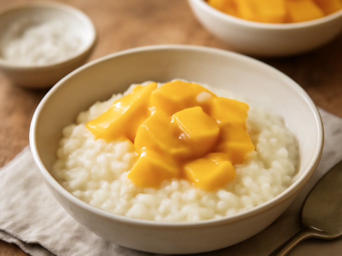 Süßes Mango-Kokosreis-Dessert