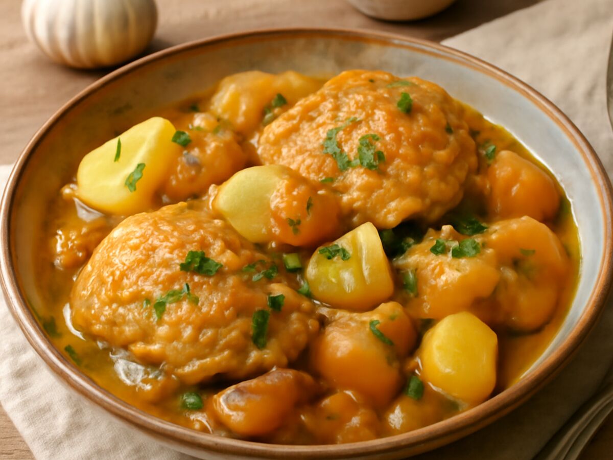 Tajine mit Hähnchen, Kartoffeln und getrockneten Aprikosen