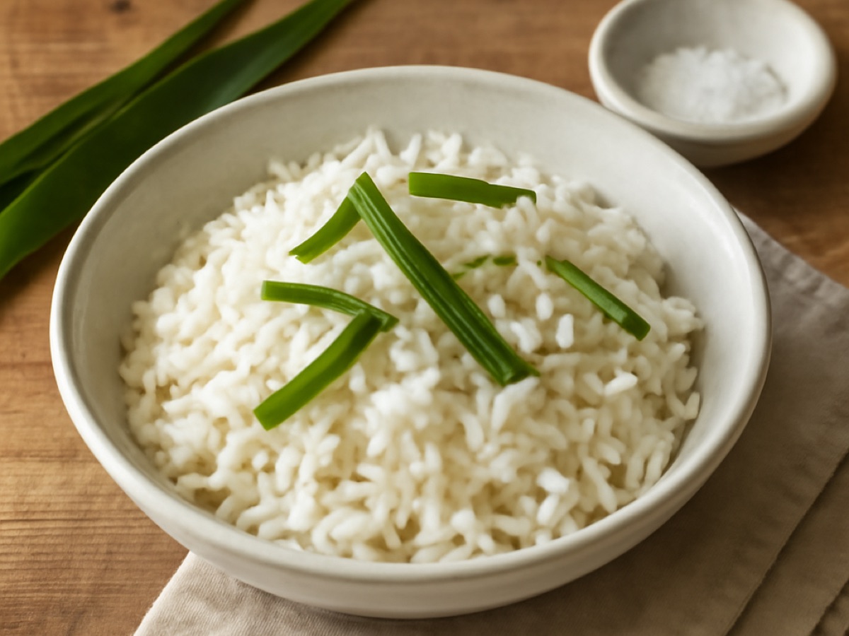 Thai-Kokosreis mit Pandanblättern