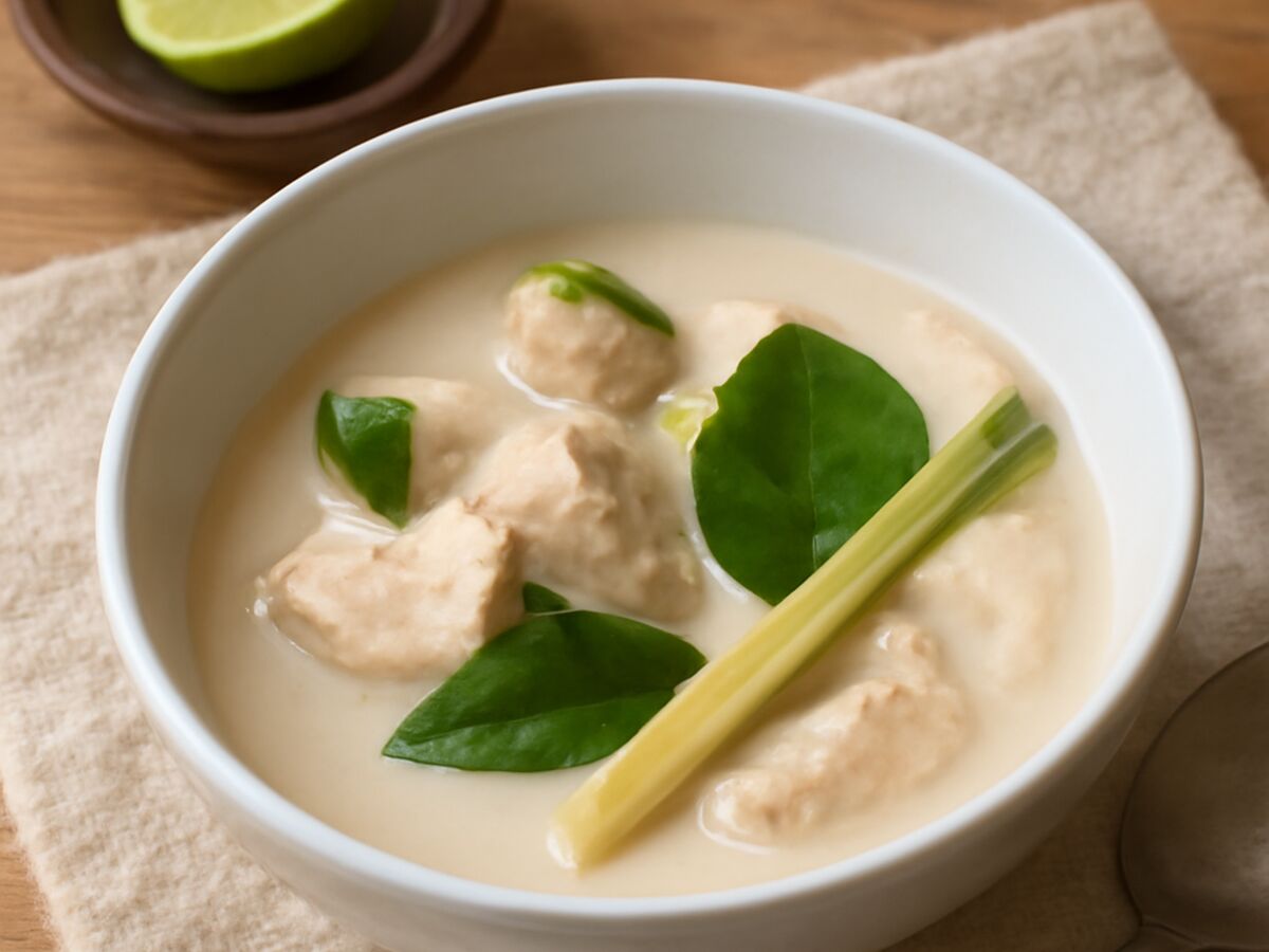 Thailändische Hühnersuppe mit Zitronengras und Kokosmilch