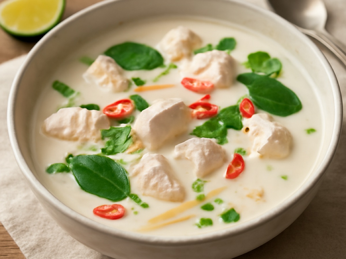 Tom Kha Gai – Thaicurry-Suppe mit Hähnchen und Kokosmilch