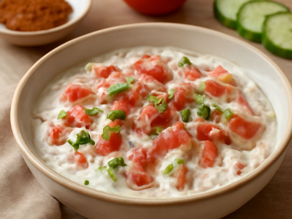 Tomaten-Raita als Dip oder Beilage