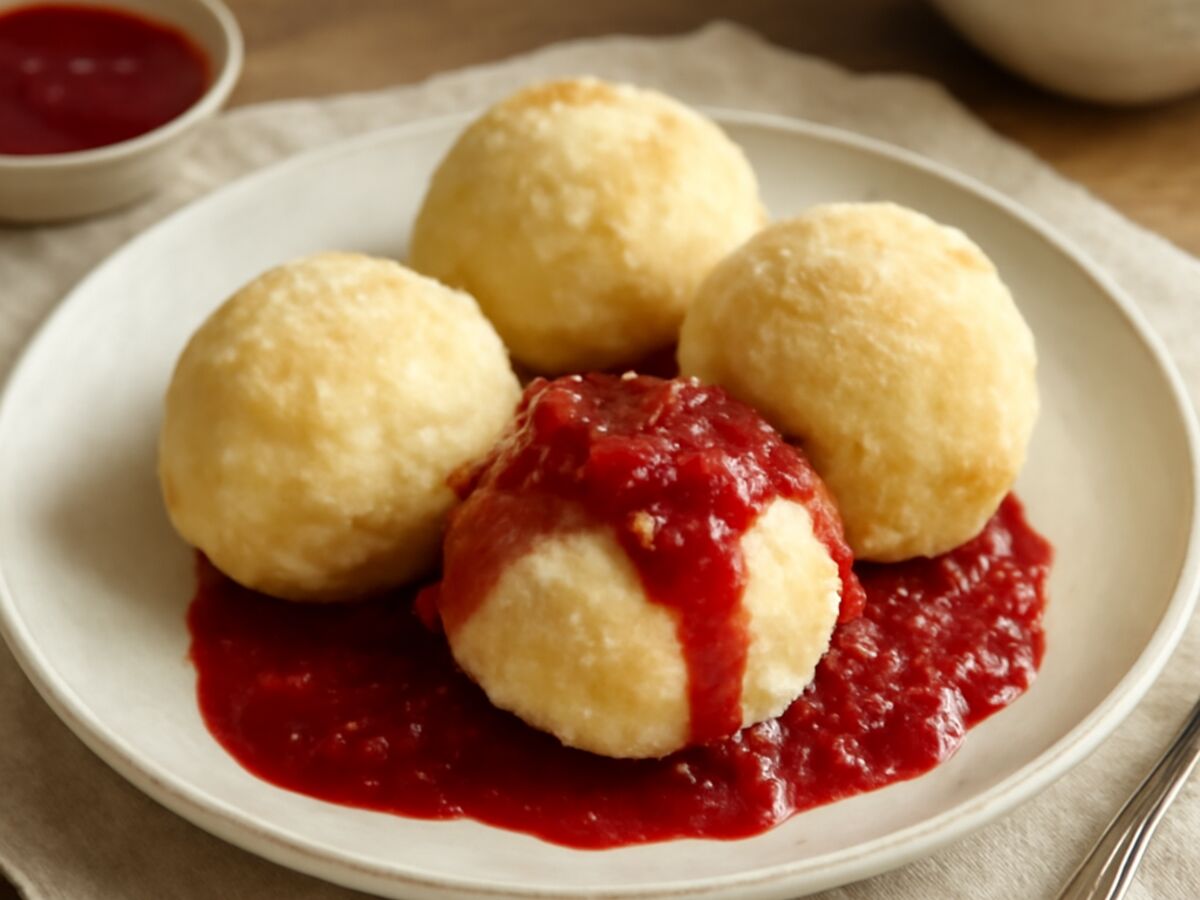 Topfenknödel mit Himbeersauce aus dem Mixtopf