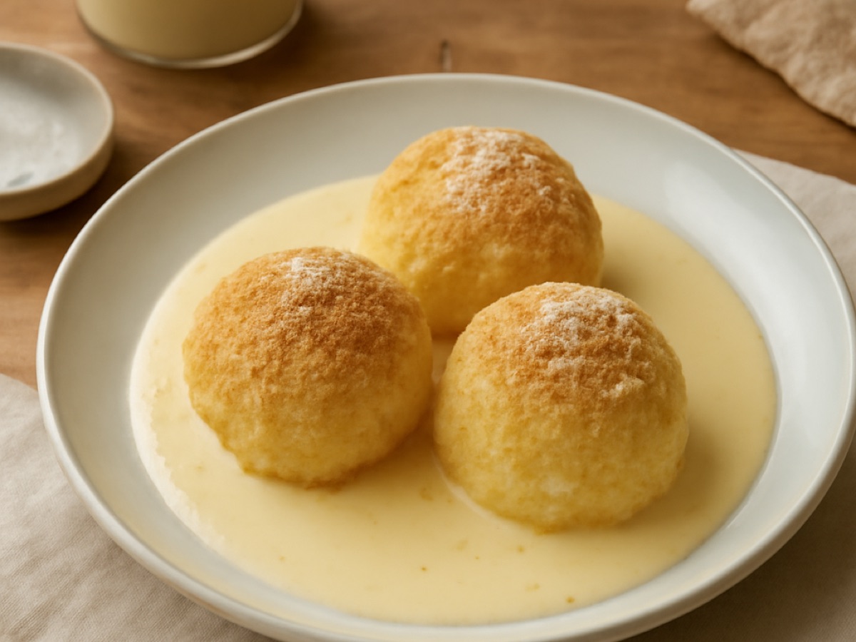 Topfenknödel mit Vanillesauce