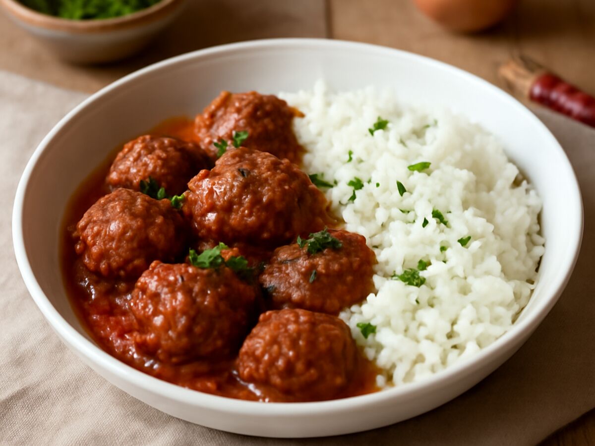 Türkische Tomaten-Köfte mit Reis im Mixtopf