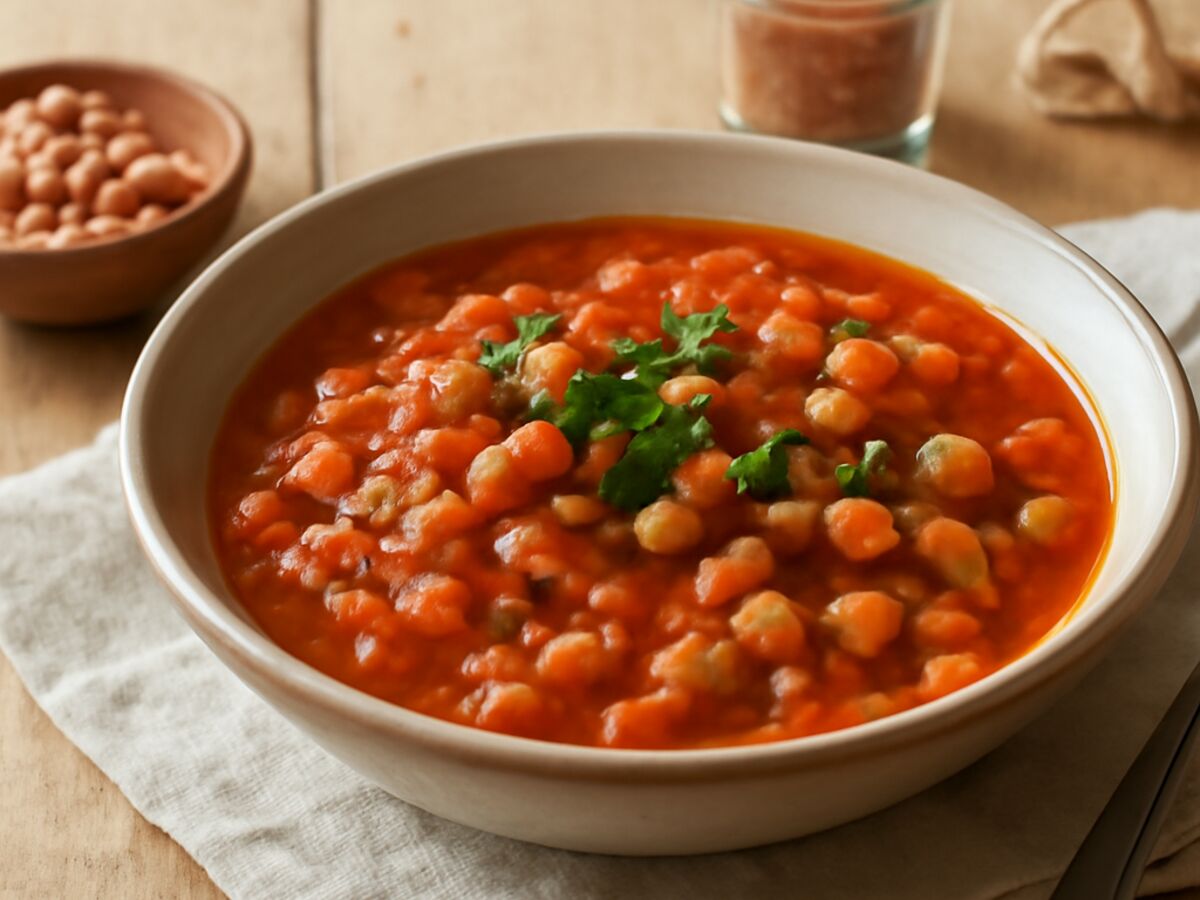 Tunisian Linsen-Kichererbsen-Eintopf mit Tomaten
