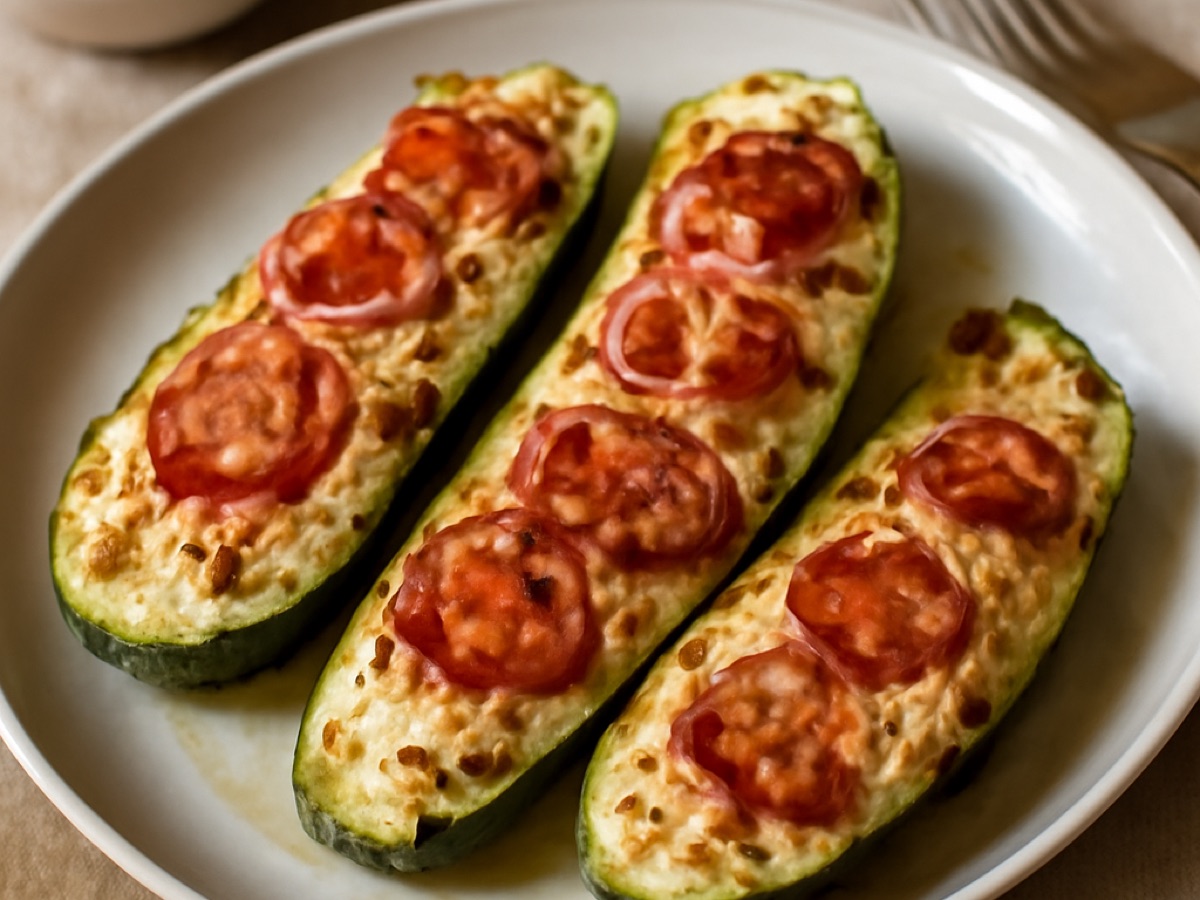 Überbackene Zucchini mit Ricotta und Tomaten