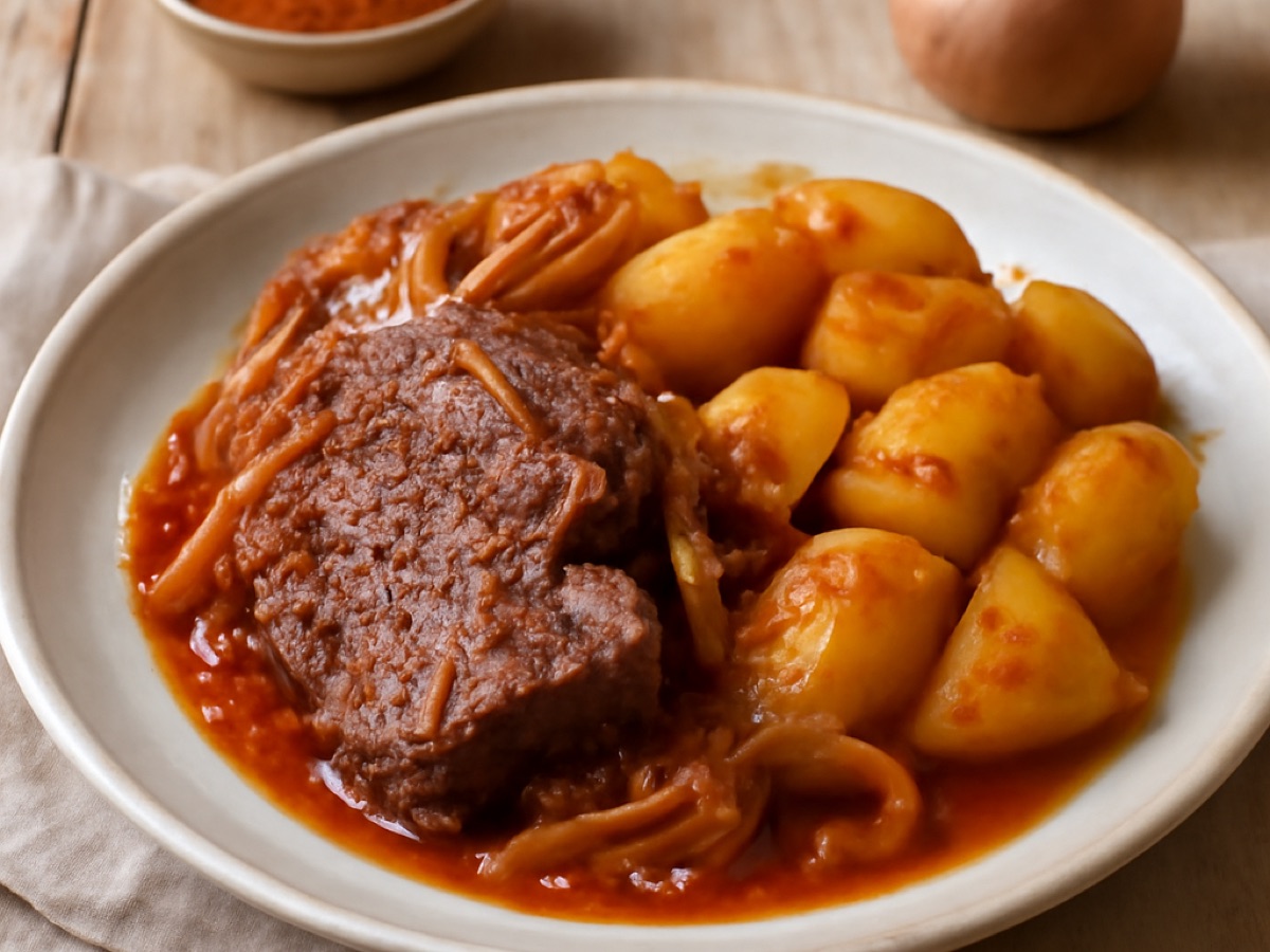 Ungarische Rinderbrust mit Paprika und Kartoffeln