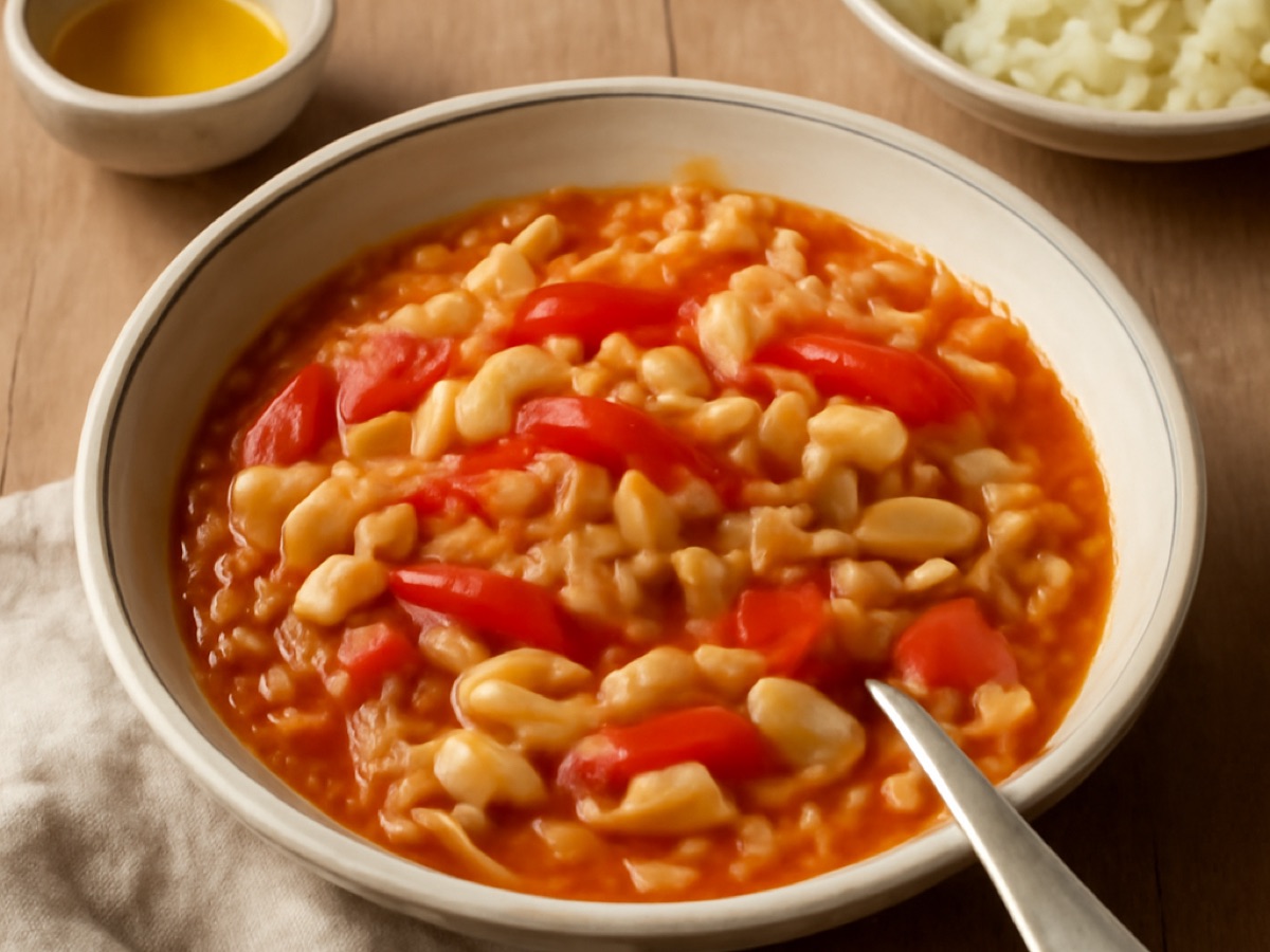 Ungarischer Kraut-Paprika-Eintopf mit weißen Bohnen (vegetarisch)