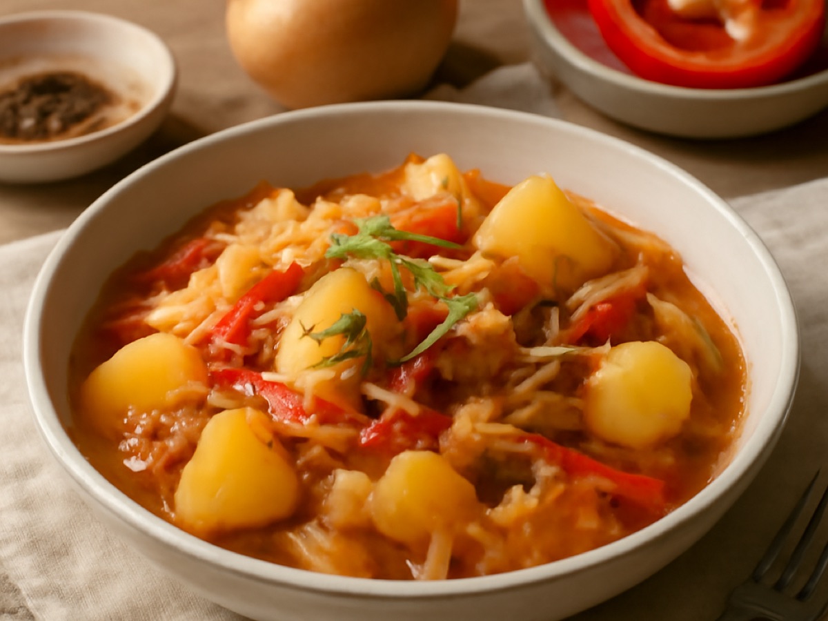 Ungarischer Kraut-Paprika-Schmortopf mit Kartoffeln
