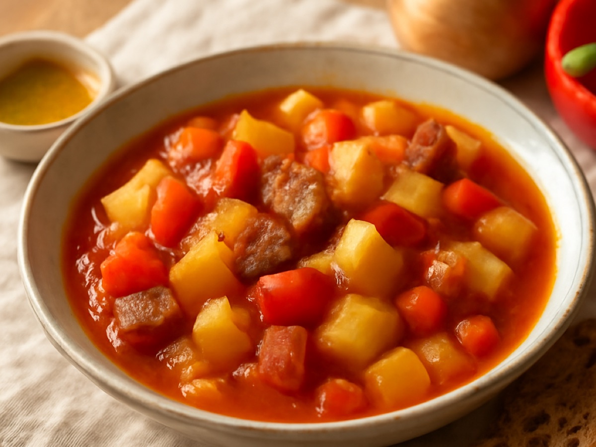Ungarischer Paprika-Kartoffel-Eintopf mit Räucherspeck
