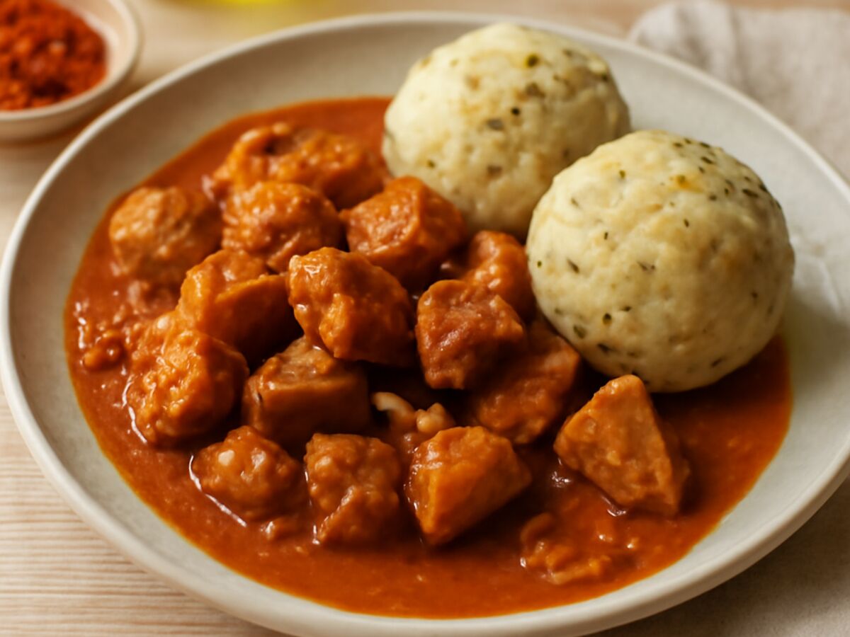 Ungarischer Schweine-Paprikasch mit Knödeln aus dem Mixtopf