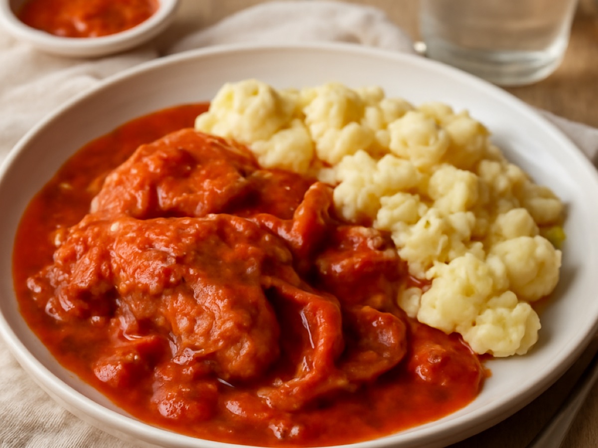 Ungarisches Paprikasch mit Hähnchen und Nockerln