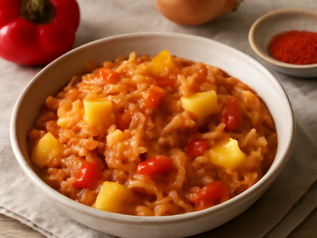 Ungarisches Sauerkrautgulasch mit Paprika und Kartoffeln