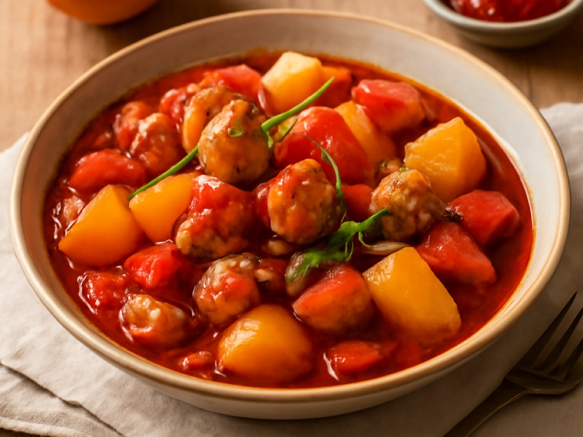 Ungarisches Schweinegulasch mit Paprika und Kartoffeln
